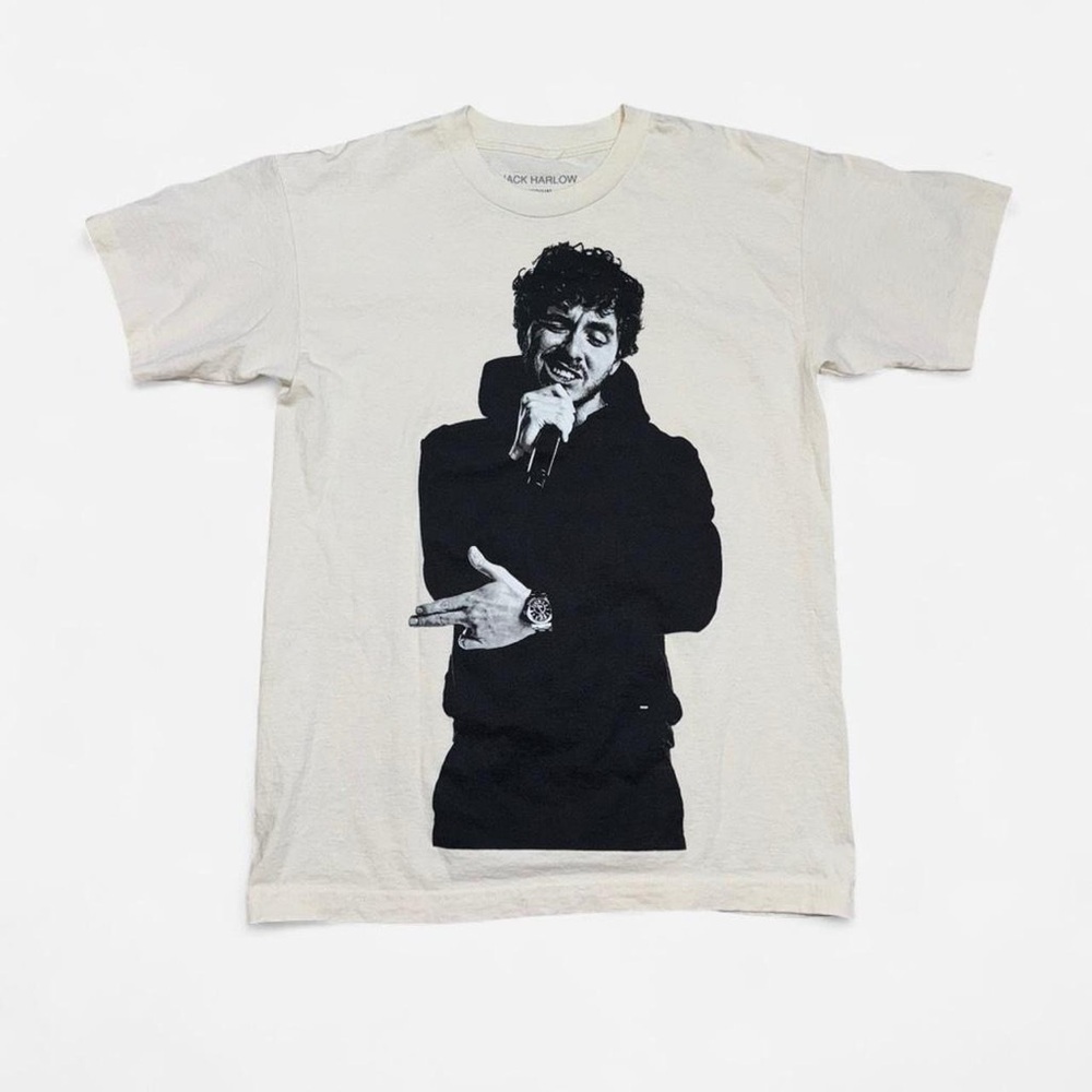 Jack Harlow Tour T Shirt Men’s Medium Cream Graphic Concert Merch Hip Hop Tee
